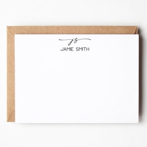 Personalized Script and Monogram Cards | 10 Flat Stationery Note Cards | Custom Notecard Stationery for Gifts & Thank You