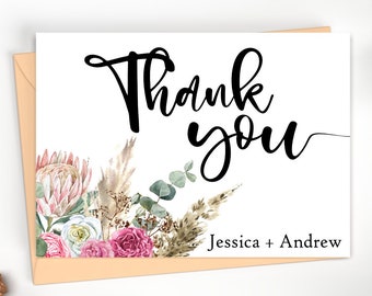 Personalized Thank You Cards Set of Folded Stationary Note Cards | Custom Notecard Stationery for Gifts & Thank You | Wedding Thank You