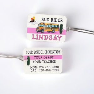 Personalized Backpack Book Bag Tag | Backpack Name Custom Logo tag | Plastic Luggage tag | Elementary Car Rider Bus Rider Tag Back to School