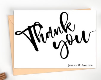 Personalized Thank You Cards Set of Folded Stationary Note Cards | Custom Notecard Stationery for Gifts & Thank You | Wedding Thank You