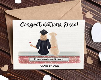 Graduation 2024 Custom Card with Dog Dogs | Personalized Graduation Card | Greeting Card | Congrats | Congratulations Grad | Class of 2023