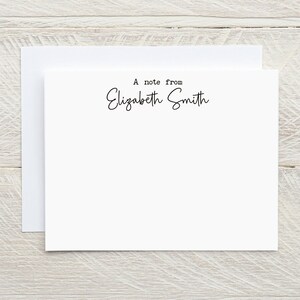 Personalized A Note From Script Cards Set of Flat Stationery Note Cards | Custom Notecard Stationery for Gifts & Thank You | Thank You