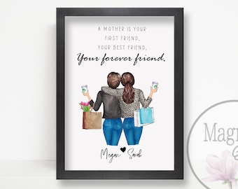 A Mother is your First, Best, Forever Friend Personalized 5X7 Photo Block Frame or 8x10 print Custom Name - Mom gift, mother's day, birthday