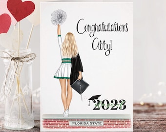 Graduation 2024 Cheer Cheerleader Custom Card | Personalized Graduation Card | Congrats | Congratulations Grad | Class of 2023 Card | Senior