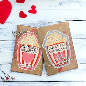 Have a Poppin' Valentine's Day Custom Valentine's Day Exchange Stickers for Popcorn Bags | Kids Valentines | Teacher Valentine | Classroom