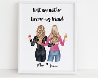 First My Mother, Forever My Friend Personalized 5x7 Photo Block Frame or 8x10 print Custom Name - for Mom gift, mother's day, birthday