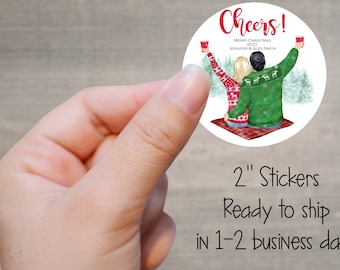 Christmas Portrait Gift Labels, Personalized Christmas Gift Stickers, Merry Christmas Labels, Couple Christmas Gift Tags, Christmas gifting