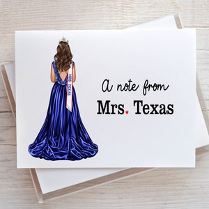 Personalized Pageant Stationary Set of 10 Folded Note Cards | Custom Notecard Stationery for Gifts & Thank You Notes | Digital Illustration
