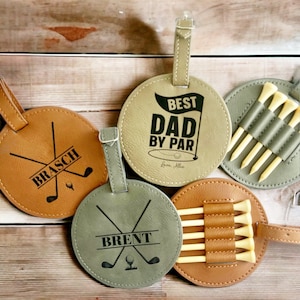 Personalized Golf Bag Tag | Personalized Golf Gifts for Men Women |Custom Golf Accessories | Engraved Leather |Custom Tee Holder | Golf Gift