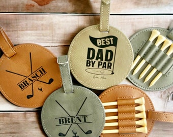 Personalized Golf Bag Tag | Personalized Golf Gifts for Men Women |Custom Golf Accessories | Engraved Leather |Custom Tee Holder | Golf Gift