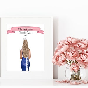 Personalized Pageant Portrait DIGITAL Pageant Keepsake, Pageant Gown Illustration | Custom Pageant Gift | Queens | Sister Pageant
