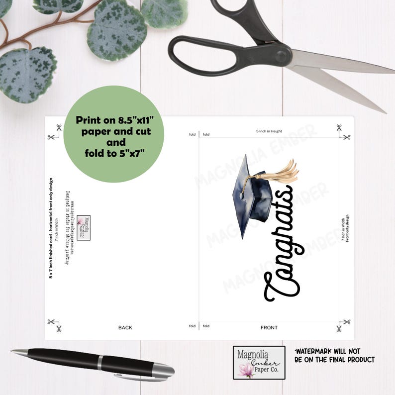 Printable Graduation Card | High School College Graduation Card | Cap ...