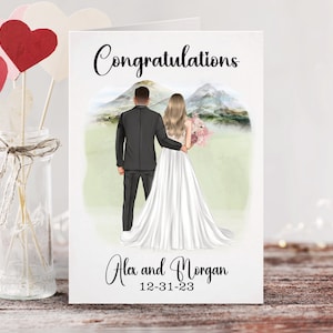 Wedding Custom Mountain Scene Portrait Card | Personalized Husband Wife Card | Greeting | Congrats | Congratulations | Bachelorette Shower