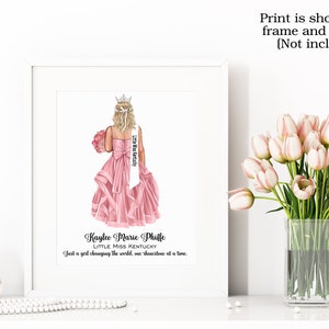 Personalized Pageant Portrait 5x7 | 8x10 Pageant Keepsake, Pageant Gown Illustration | Custom Pageant Gift | Queens | Sister Pageant