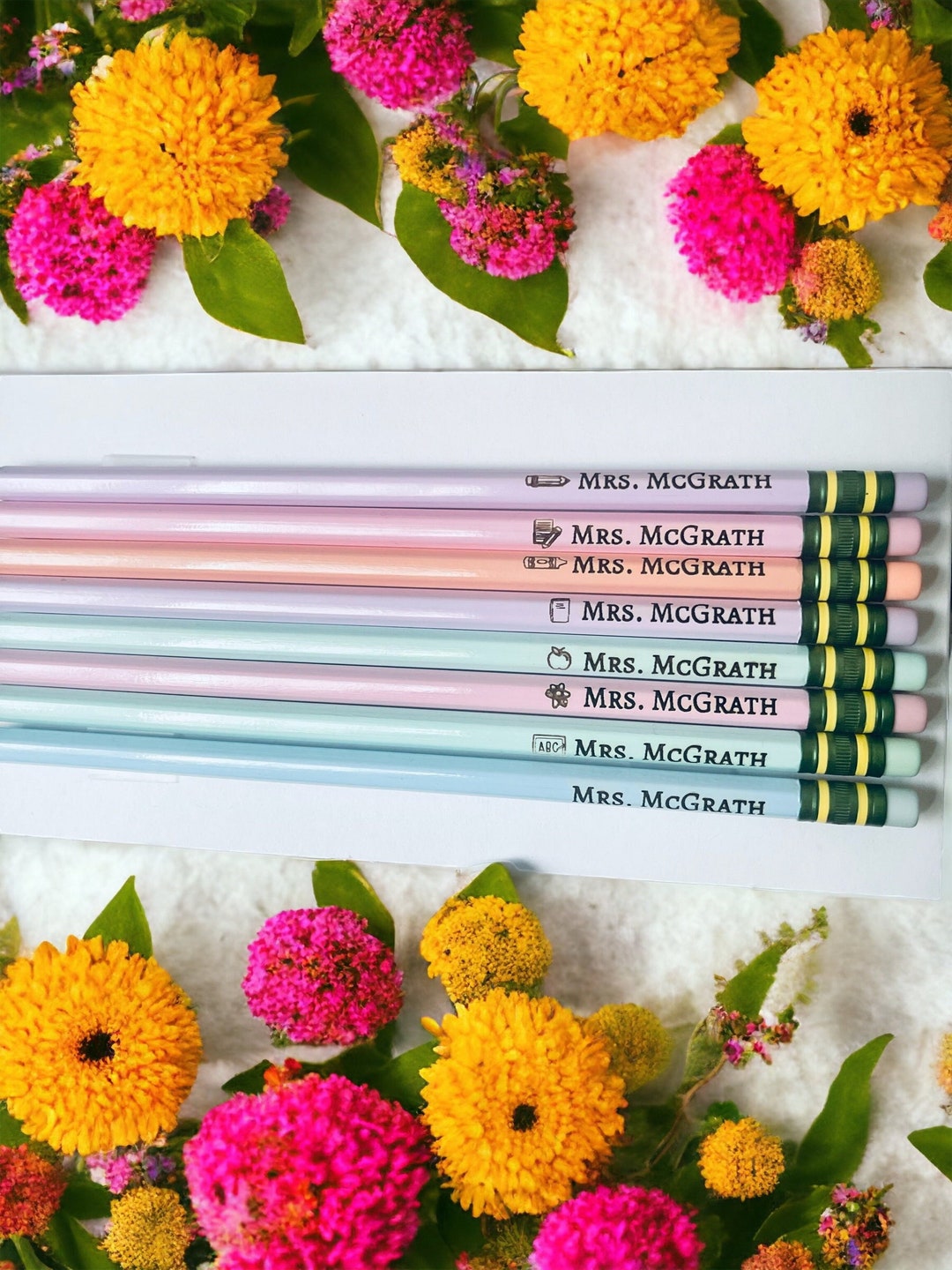 Personalized Engraved Pastel or Yellow Pencils Name Custom Pencil