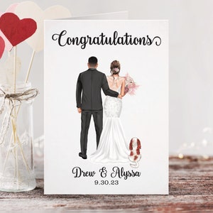 Wedding Custom Portrait with Dog Card | Personalized Husband Wife Card | Congrats | Congratulations Wedding | Bachelorette Shower