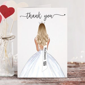 Personalized Pageant Stationary Set of Folded Note Cards | Custom Notecard Stationery for Gifts & Thank You Notes | Digital Illustration