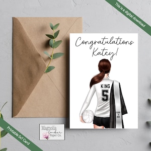 Tarjeta de graduación imprimible de voleibol 2025 personalizada / personalizada / felicitaciones graduado / tarjeta de la clase 2026 / descarga digital de la noche de los estudiantes de último año
