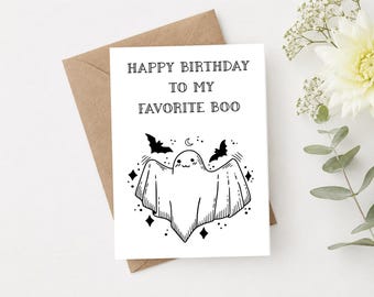 Happy Birthday To My Favorite Boo Birthday Card |Best Friend Halloween Birthday Card | Greeting | Ghost | Bestie Cute but Creepy Card