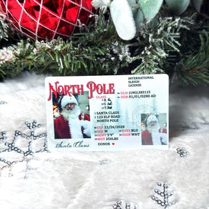 Create Your Own Christmas Santa&#39;s Driver&#39;s License | ID North Pole Metal Wallet Card | Christmas Eve | Santa Gift | Custom Santa License
