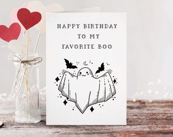 Happy Birthday To My Favorite Boo Birthday Card |Best Friend Halloween Birthday Card | Greeting | Ghost | Bestie Cute but Creepy Card