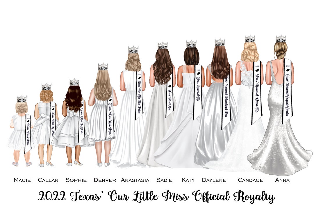 Personalized Robe Pageant Personalized Pageant Sisters DIGITAL Portrait of Ten Girls, Pageant ...