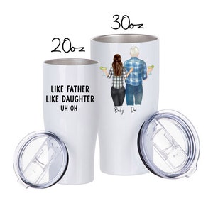 Like Father Like Daughter Personalized Ceramic Coffee Mug Tumbler Custom Name for Dad gift, Father's day, birthday, Wedding image 2