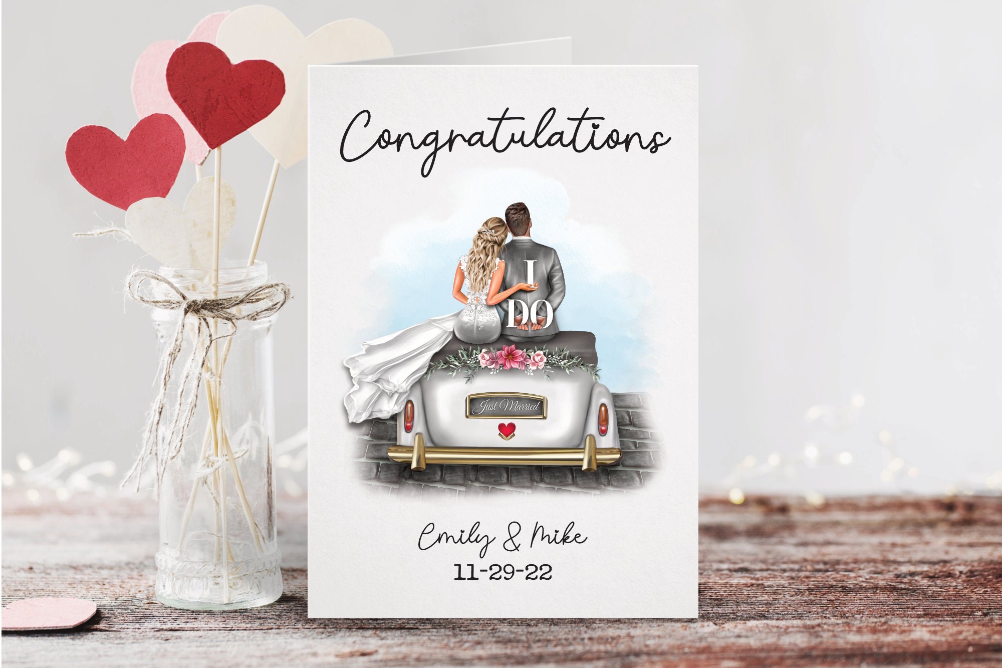 Wedding Custom Portrait Card | Personalized Husband Wife Card | Greeting Card | Congrats | Congratulations Wedding | Bachelorette Shower