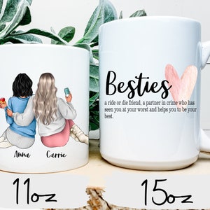 Personalized BFF Sister Best Friend Mug | Coffee Cup | Bestie Valentine | BFF Birthday Gift | BFF Mug | Best Friend Mug | Best Friend Gift
