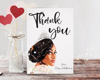 Personalized Pageant Stationary Set of Folded Note Cards | Custom Notecard Stationery for Gifts & Thank You Notes | Digital Illustration