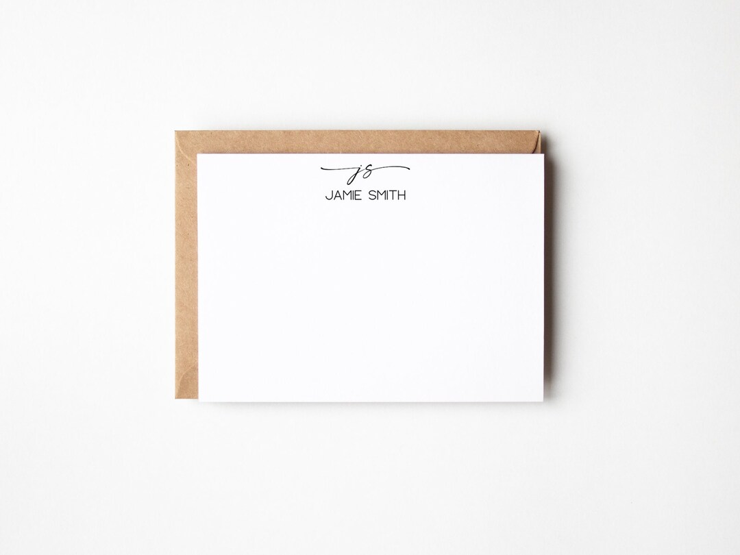 Personalized Script and Monogram Cards 10 Flat Stationery Note Cards ...