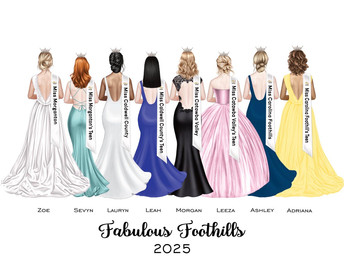 Personalized Robe Pageant Personalized Pageant Sisters DIGITAL Portrait of Eight Girls, Pageant ...