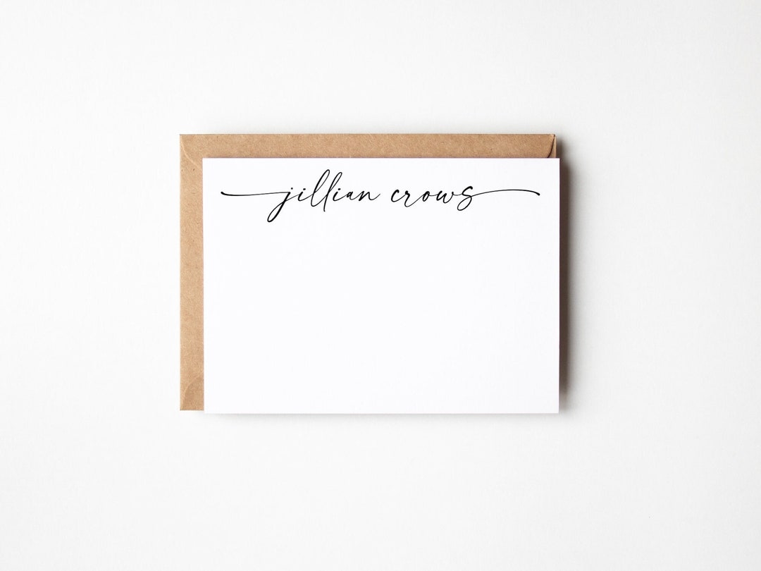 Personalized Script Cards Set of 12 Flat Stationery Note Cards Custom