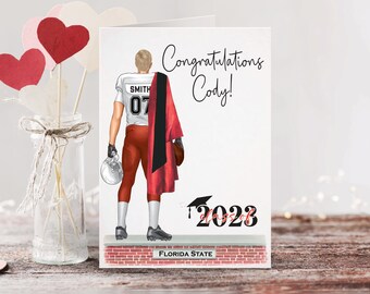 Graduation 2024 Football Rugby Custom Card | Personalized Graduation Card | Congrats | Congratulations Grad | Class of 2023 Card | Senior