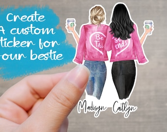 Best Friends Soul Sisters Custom Portrait Stickers | Best Friend Gifts | Birthday Gifts | Bachelorette Party Favors | Bridesmaid Gifts | BFF