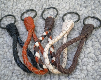 5" Leather Keychain Key Fob Braided Leather