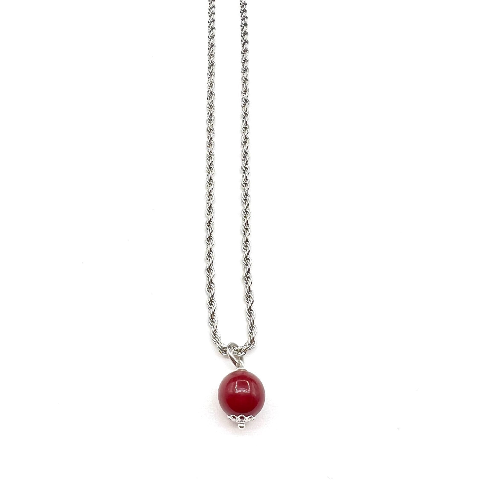 Set 5 Ciondoli In Argento Con Granato Rosso, Collana Inclusa, Nuovo, Lacerma