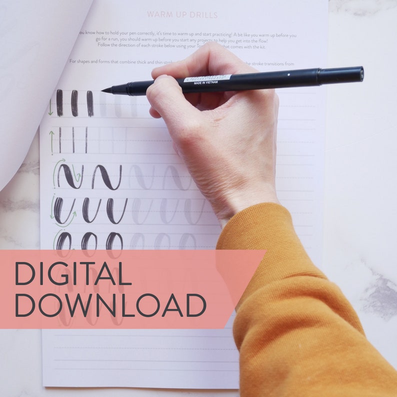 Brush Lettering Practice Sheets Learn Brush Lettering Etsy