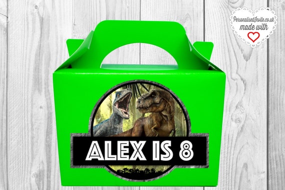 6x Personalised Jurassic World Party Boxes Bags Favor Treat Goodie Sweets Gift Candy Box Jurassic Park Dinosaurs Themed Birthday - with code box pa00 with snake brand new roblox series 2