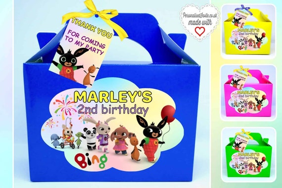 Toddler themed decor Cbeebies x1 Bunny Bing Flop Party box Birthday loot bag
