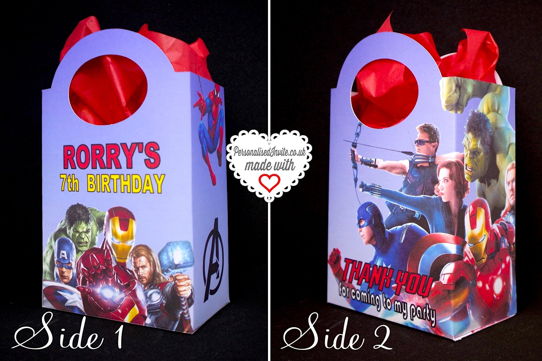 6x Personalised The Avengers Party Bag Box Favor Treat Goodie Etsy