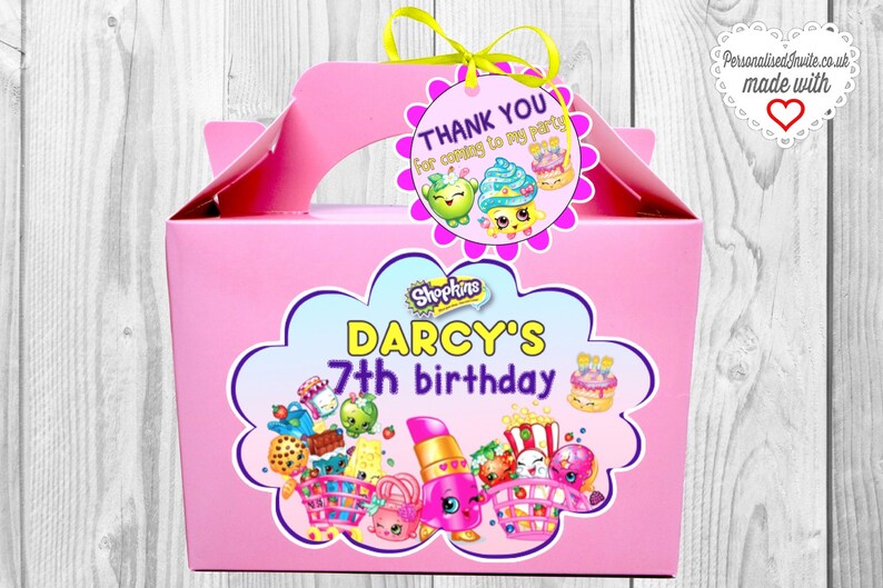 Gift Sweets Personalised for Favors Personalised SHOPKINS Party Box Treats Goodies Candy bag Shopkins themed birthday x1