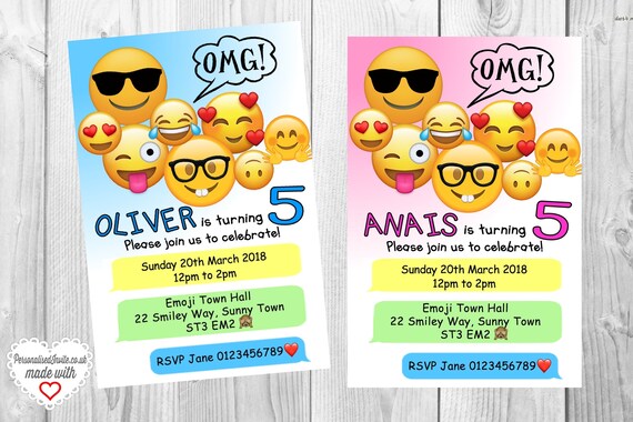 Emoji Movie Digital Download Personalised Invitations Etsy