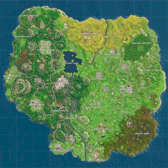 Fortnite Battle Royal Map Poster/Print 8.5 X 11 Epic | Etsy