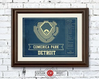 Detroit Tigers Print Etsy - detroit tigers comerica park baseball print
