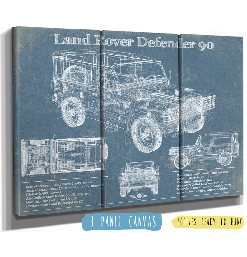 Land Rover Defender 90 Blueprint Vintage Auto Patent Print Etsy