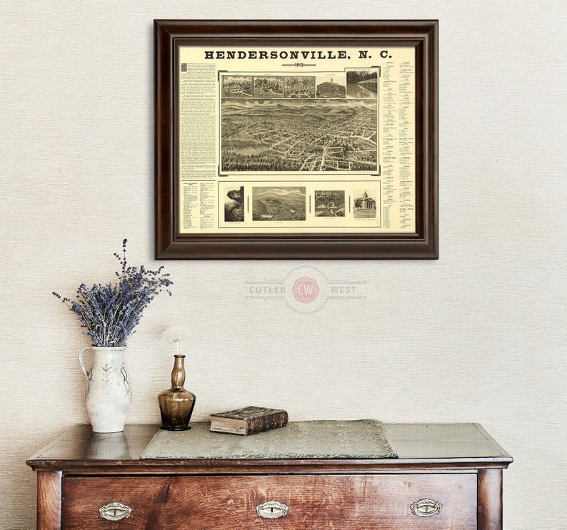 Hendersonville North Carolina 1913 Vintage Framed Map Print Etsy