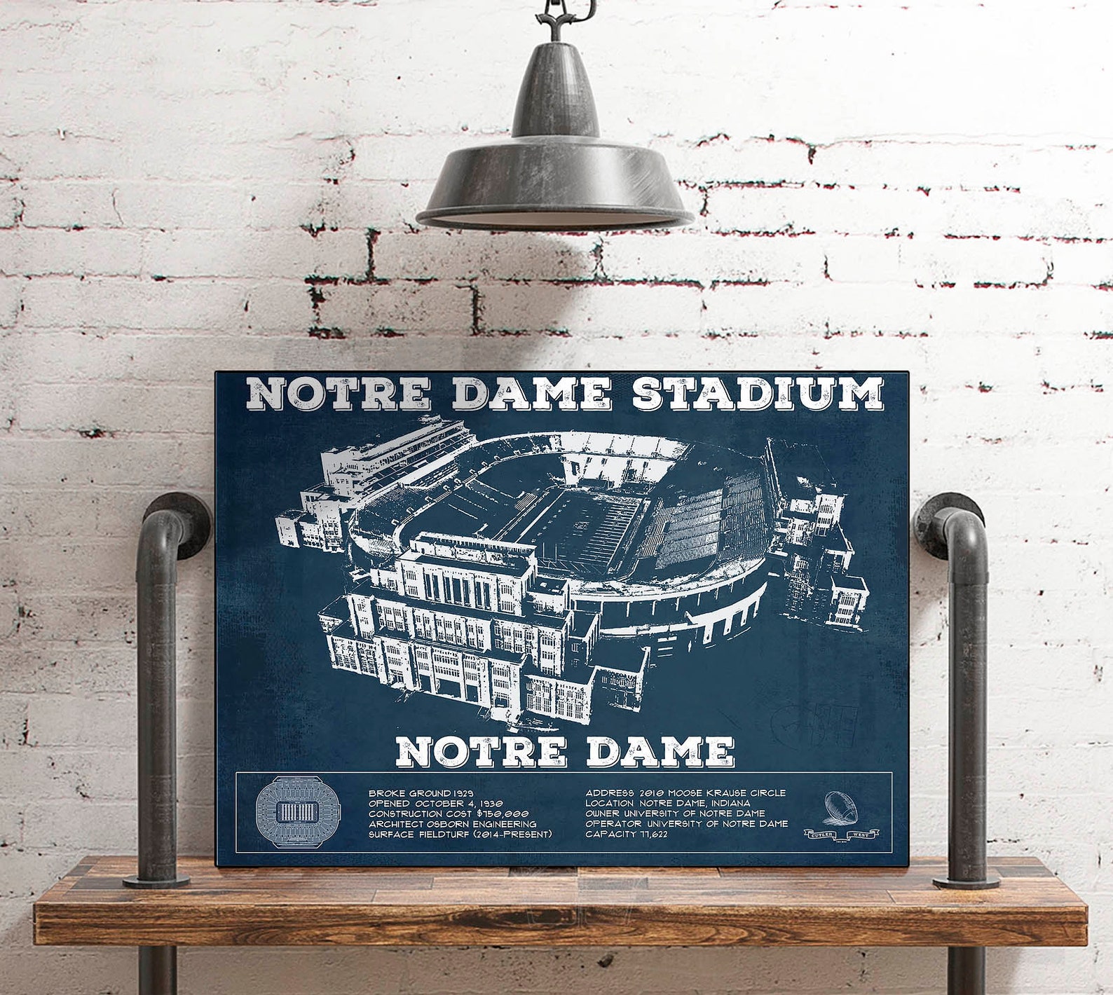 Notre Dame Stadium Vintage Art Print | Etsy