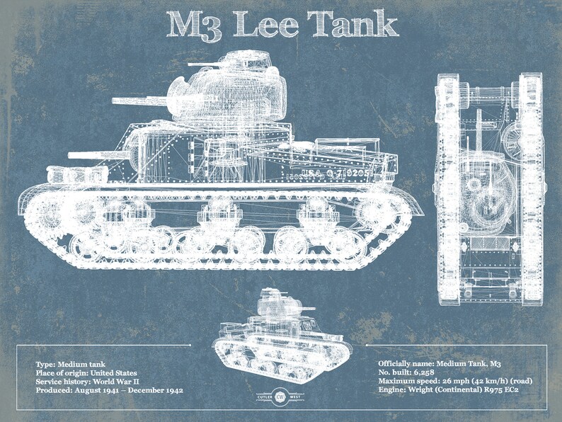 Medium Tank M3 Lee Vintage Blueprint Print Etsy medium-tank-m3-lee-vintage-blueprint-print-etsy