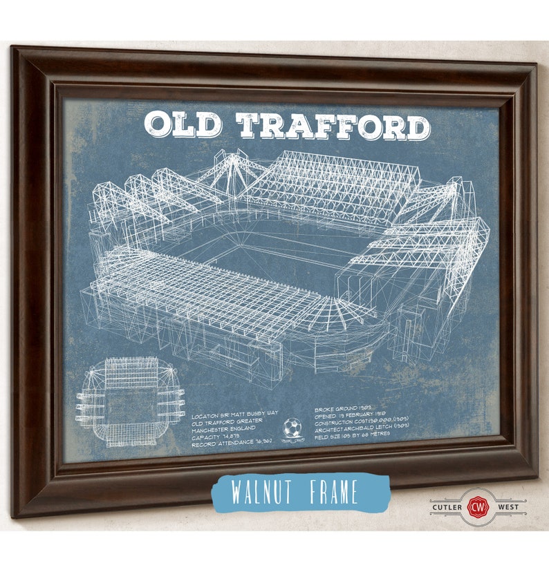 Manchester United F.C. Old Trafford Stadium Blueprint Etsy